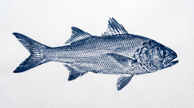 Threadfin Gyotaku fishing ink print