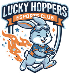 Cute Rabbit Mascot Logo &ndash; Friendly Bunny Character Vector