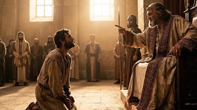 Debtor Servant Kneeling Before King