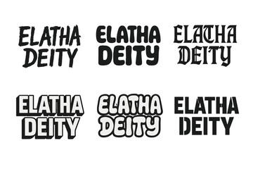 Obraz premium Diverse Lettering Styles. Elatha Deity. Set lettering. harmonious lettering variations of the same emblematic concept, each with different artistic