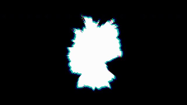 Germany white and chromatic abstract map pop animation black background