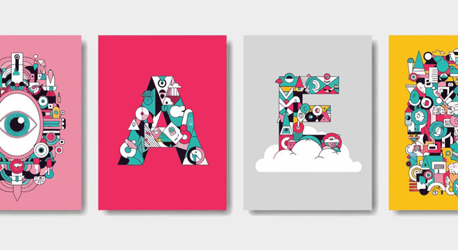 colorful alphabet letters with creative patterns