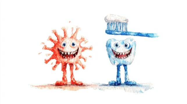 Fun characters show importance of tooth brushing in a playful setting