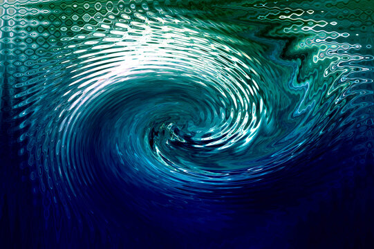 Wavy expanding fractal pattern in a blue gradient against a black background