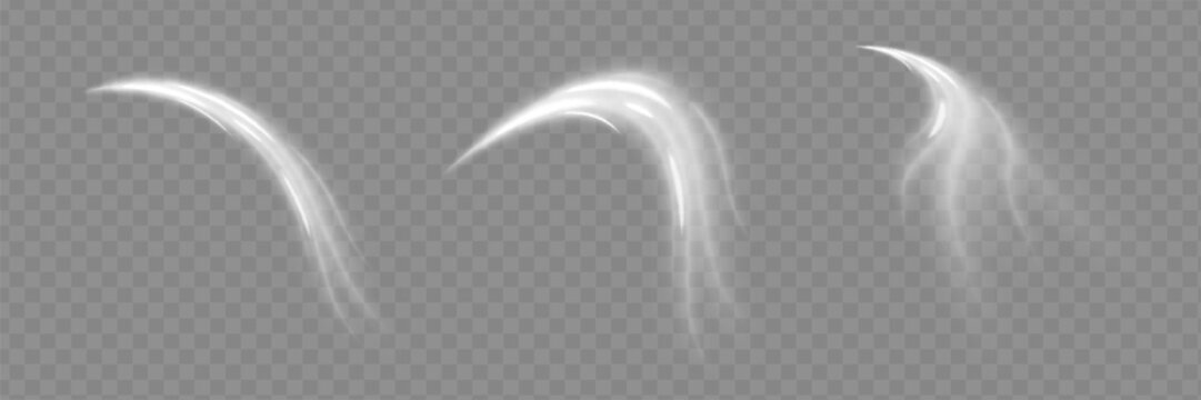Air Flow Effect. White Wind Stream Waves Isolated on Dark Background. Fresh Breeze