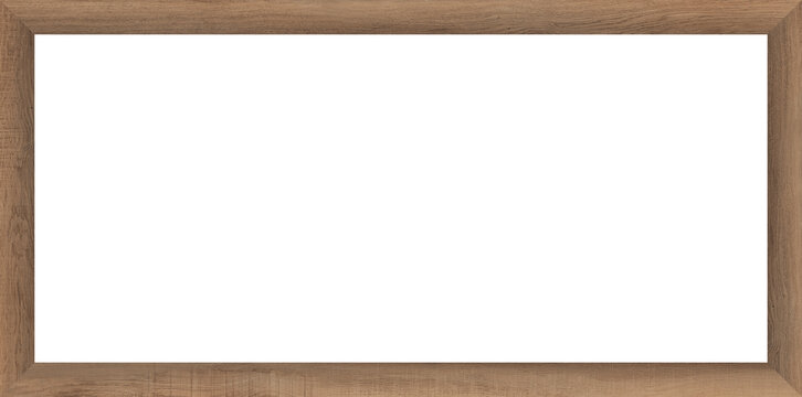 Horizontal light brown wooden picture frame with a clean white background, ideal for mockups, presentations, or digital display templates.