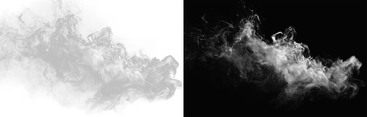 Naklejka premium Realistic steam wave effect, soft flowing smoke trail and hazy element. Png overlay effect fog or white gas.