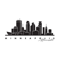 Obraz premium Minneapolis Skyline Silhouette – Minimal Cityscape Vector Icon