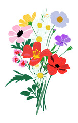 Obraz premium PNG Wildflower bouquet flowers art illustration.