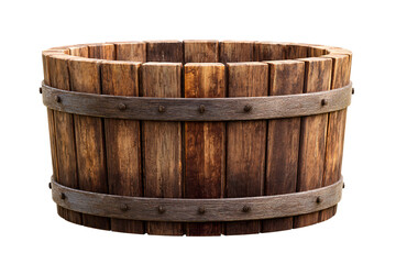 Spa-style wooden hot tub with rustic design isolated on transparent background