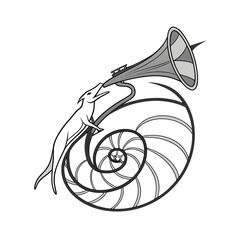 Vector illustration of a snail with a trumpet © Sofia