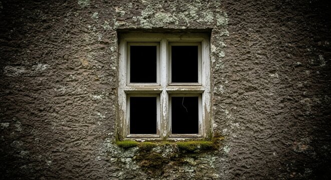 Old stone building with a rustic wooden window