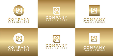 Fototapeta premium Collection of gold company logo templates.