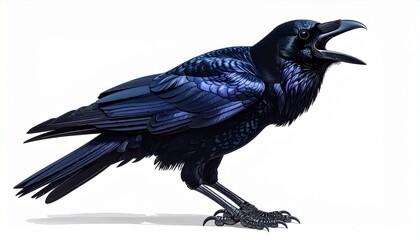 Detailed raven illustration in profile