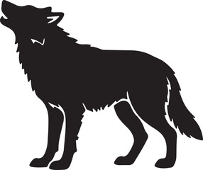 Obraz premium Wolf in silhouette on white background.