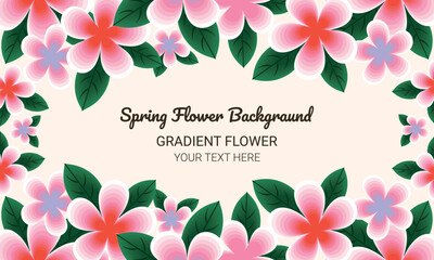 Gradient banner with multicolored flowers. Illustration isolated on a white background. Design for printing cards, invitations for weddings, birthdays, and spring and summer holidays.