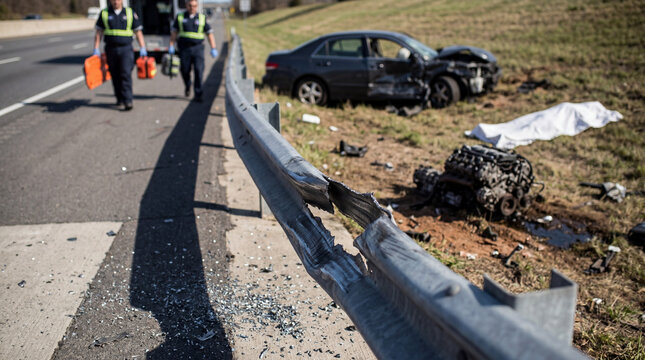 Guardrail Damage After Highway Collision