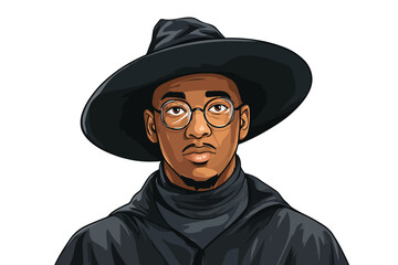 black man as a wizard isolated