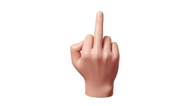 Offensive Hand Sign Middle Finger Gesture in 3D Vector Style