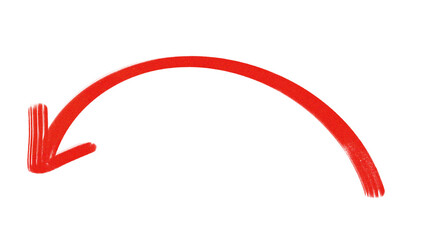 Red hand drawn curved arrow pointing left with marker stroke