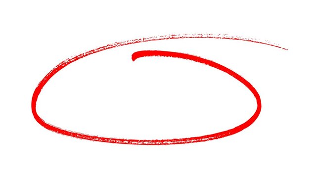 hand-drawn red circle marker stroke highlight for presentation, Hand Drawn Oval Highlight Effect, 4k circle animation with alpha channel