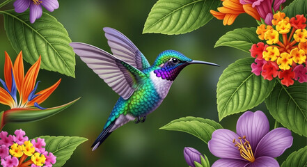 hummingbird and flower © kaji