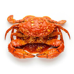 Deliciously Cooked Red Crab in Spicy Sauce, Seafood Feast Prepared for Dining