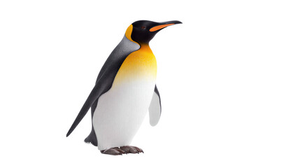 Fototapeta premium Curious Emperor Penguin on White Background Clipart PNG Element