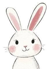 Obraz premium PNG Cute bunny soft pastel colors animal art illustration.