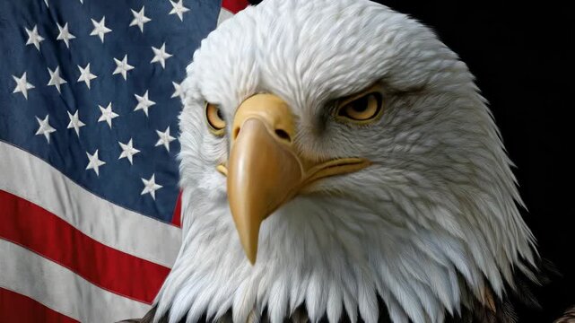 Majestic American Bald Eagle, powerful national symbol of freedom, strength, and independence, representing patriotism, Fourth of July, United States national pride