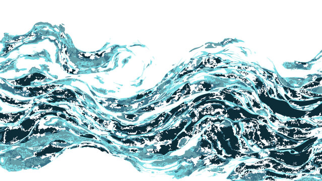 Vector Abstract waves of water in shades of cyan and azure, flowing with a mesmerizing, liquid grace. Evoking the calming essence of the ocean.