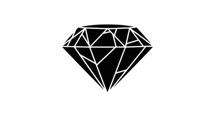 Fototapeta premium Sleek black diamond icon symbolizing luxury and preciousness on a clean white background.
