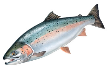 Obraz premium Steelhead trout fish swimming isolated on transparent background