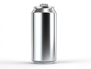 Photorealistic studio photograph of a generic aluminum spray can, silver finish, isolated on white background, centered composition, soft shadows