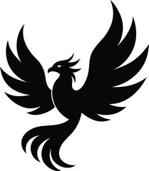 Fototapeta premium Phoenix silhouette vector art illustration and minimal black and white design