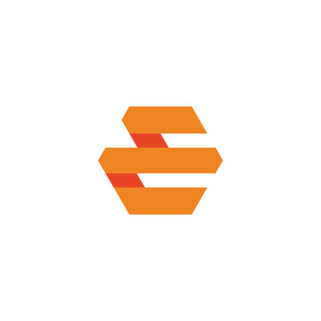Abstract Orange Hexagonal Geometric Shape Logo Design Element