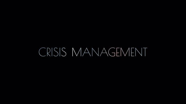 Crisis Management shine light motion text with glitch effect animation on black abstract background. promote advertising concept isolate using QuickTime Alpha Channel proress 444