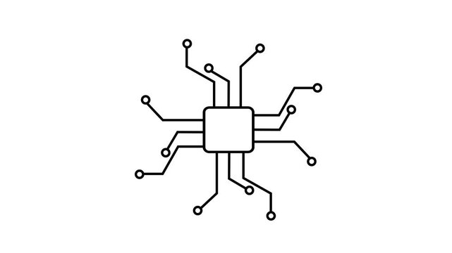computer processor icon, simple logotype CPU icon animation.White background