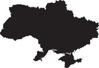 Obraz premium Black silhouette map of Ukraine simple vector outline for graphic design isolated on white background