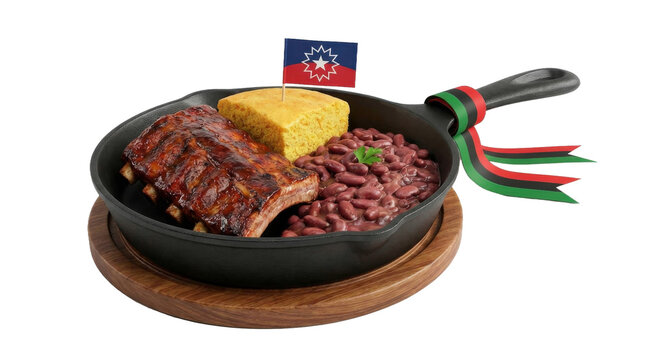 Juneteenth family dinner table, cultural celebration meal element, isolated on transparent background PNG Cut Out
