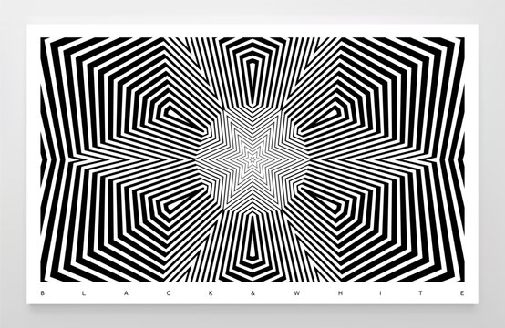 Black and white design. Abstract striped background. Vector illustration for brochure, poster, cover, card, presentation, flyer or banner.