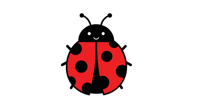 A cute cartoon ladybug with red shell.