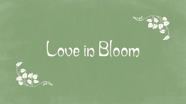 Love in Bloom &ndash; Art Nouveau Botanical Wedding Title on Rustic Sage Green Chalkboard