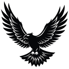 Obraz premium Black bird silhouette with spread wings