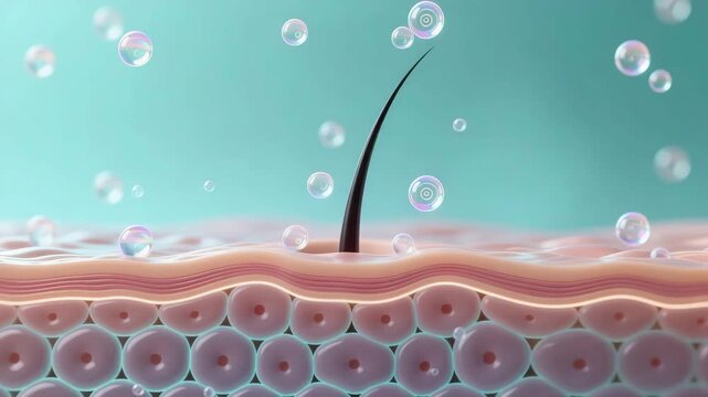 Skin Cross Section With Water Droplet Hydration Renewal Concept