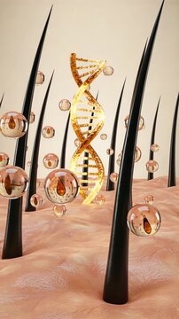Dark Hair With Golden Spiral Biotech Shine Renewal Concept