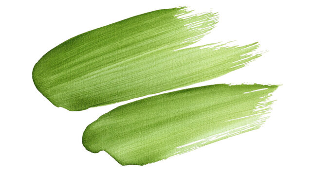 A green brush stroke isolated on white or transparent background, png clipart, design element. Easy to place on any other background.