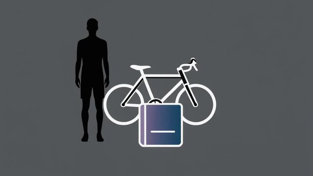Man standing next to bicycle luggage.