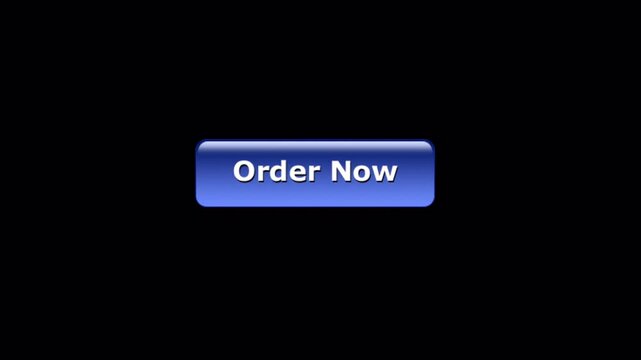 order now blue button animation on black background. Click on order now button with mouse cursor ,online shopping click button, modern web interface 4K.