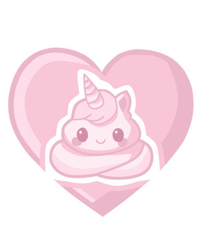 Unicornio poop de coraz&oacute;n rosa.